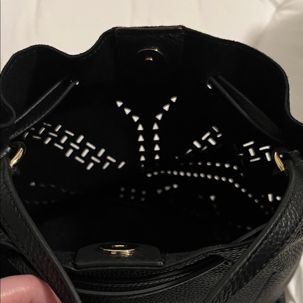 Vince Camuto Black Woven-Detail Suede and Leather Bag - Picture 7 of 9